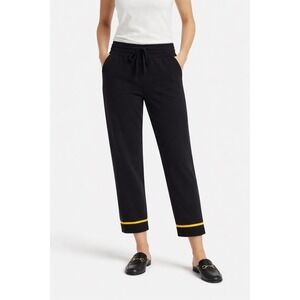Chinti & Parker Women's Cashmere Jogger Pants Yellow Stripe Detail- Size M